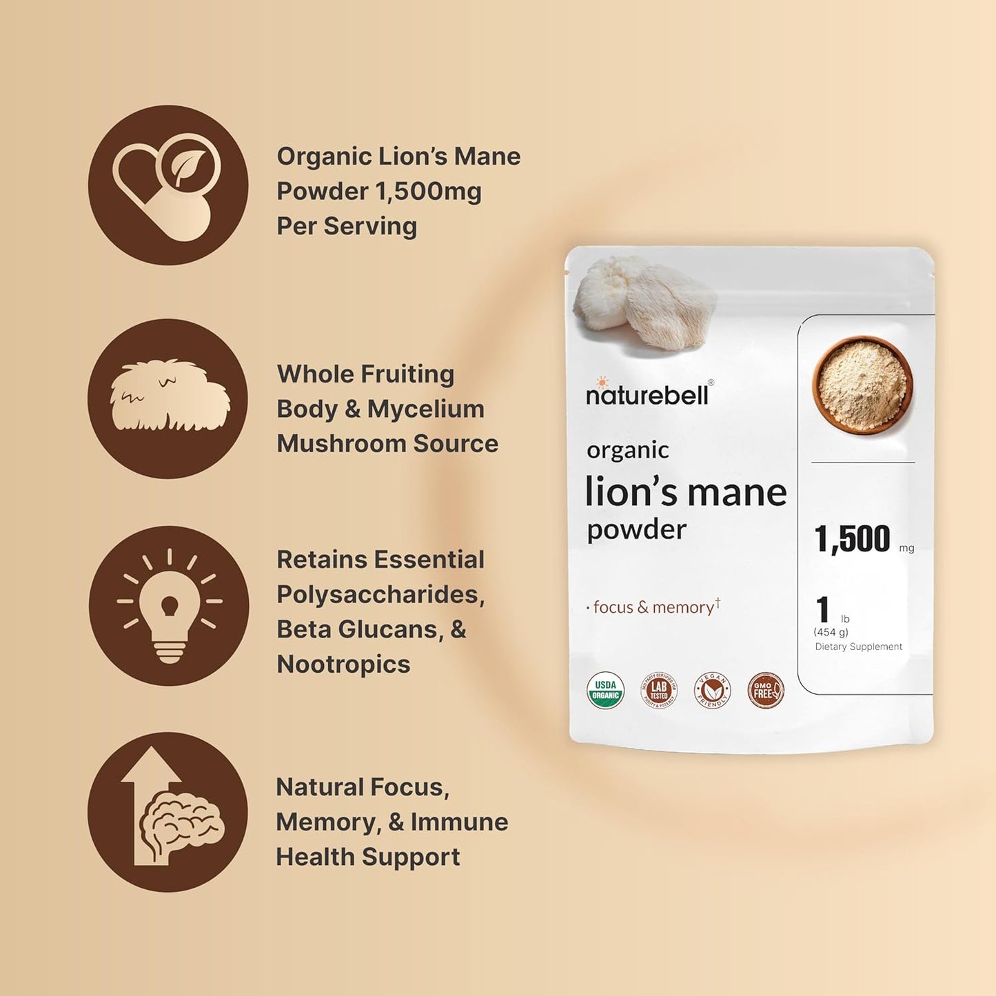 NatureBell Organic Lions Mane Powder