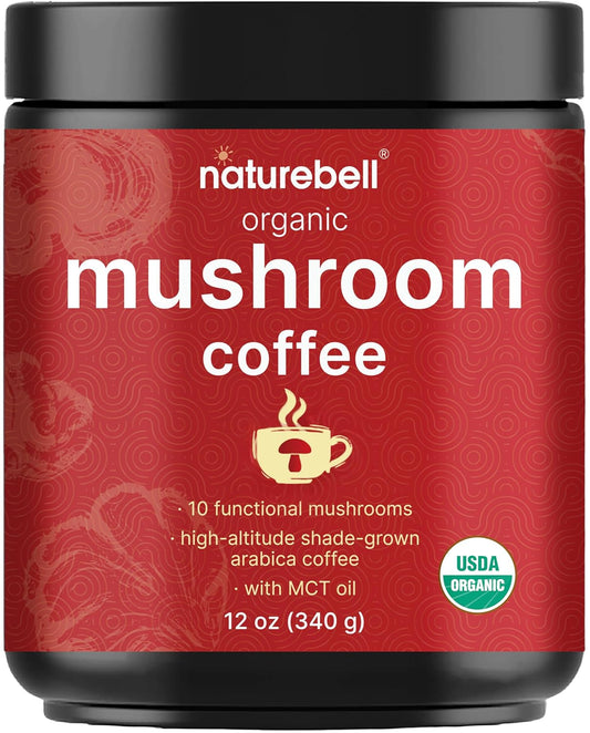 Naturebell Organic Mushroom Coffee with MCT Oil, 12oz (85 Servings)