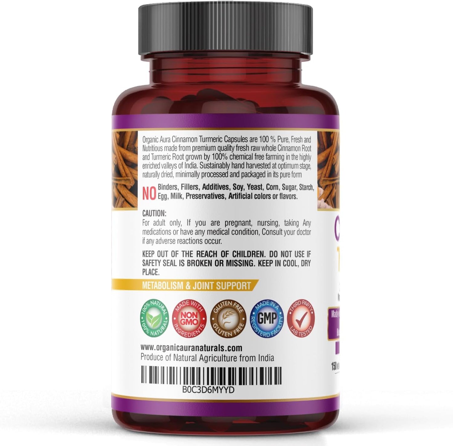 Organic Aura International Pure Ceylon Cinnamon and Turmeric Curcumin